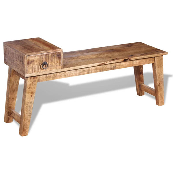 vidaXL Storage Bench with Drawer Solid Mango Wood 120x36x60 cm
