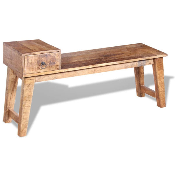 vidaXL Storage Bench with Drawer Solid Mango Wood 120x36x60 cm