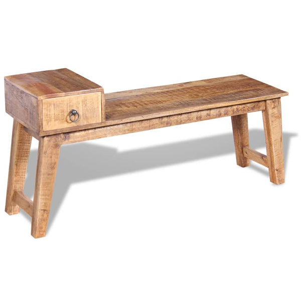 vidaXL Storage Bench with Drawer Solid Mango Wood 120x36x60 cm