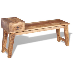 vidaXL Storage Bench with Drawer Solid Mango Wood 120x36x60 cm