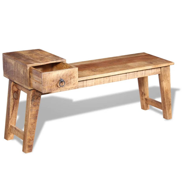 vidaXL Storage Bench with Drawer Solid Mango Wood 120x36x60 cm