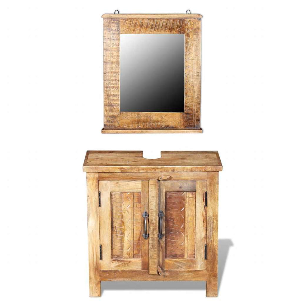 vidaXL Bathroom Cabinet with Mirror Solid Mango Wood