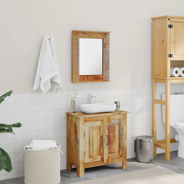 vidaXL Bathroom Cabinet with Mirror Solid Mango Wood