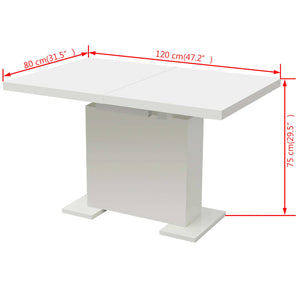 vidaXL Extendable Dining Table High Gloss White
