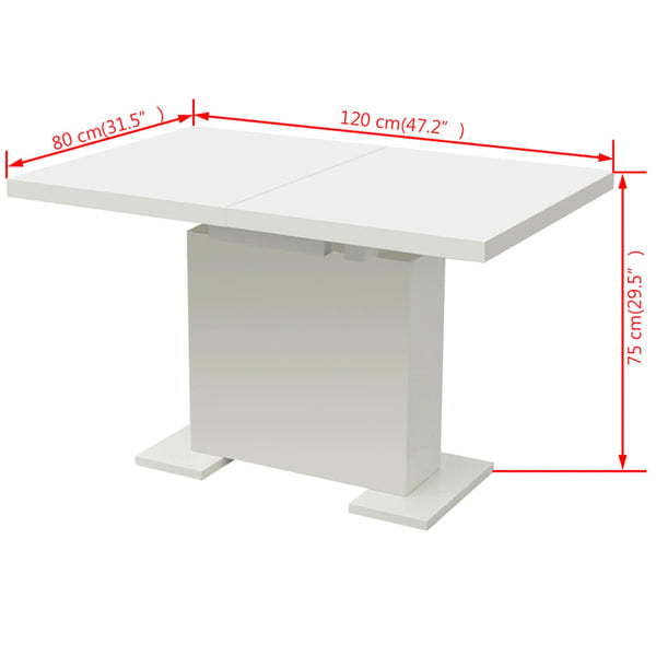 vidaXL Extendable Dining Table High Gloss White