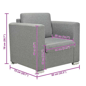 vidaXL Armchair Light Grey Fabric