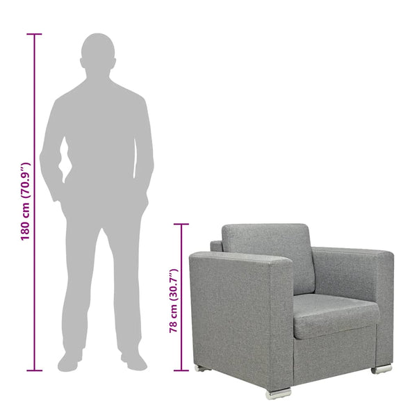 vidaXL Armchair Light Grey Fabric
