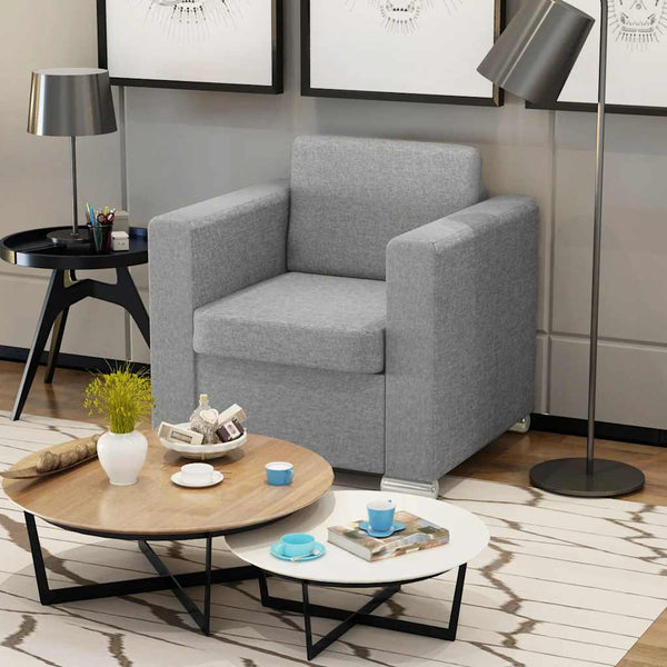 vidaXL Armchair Light Grey Fabric