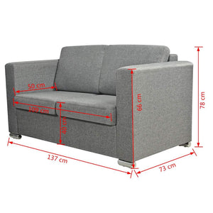 vidaXL 2-Seater Sofa Fabric Light Grey