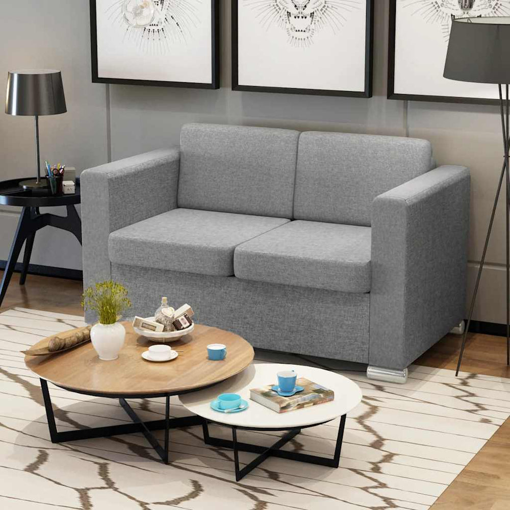 vidaXL 2-Seater Sofa Fabric Light Grey