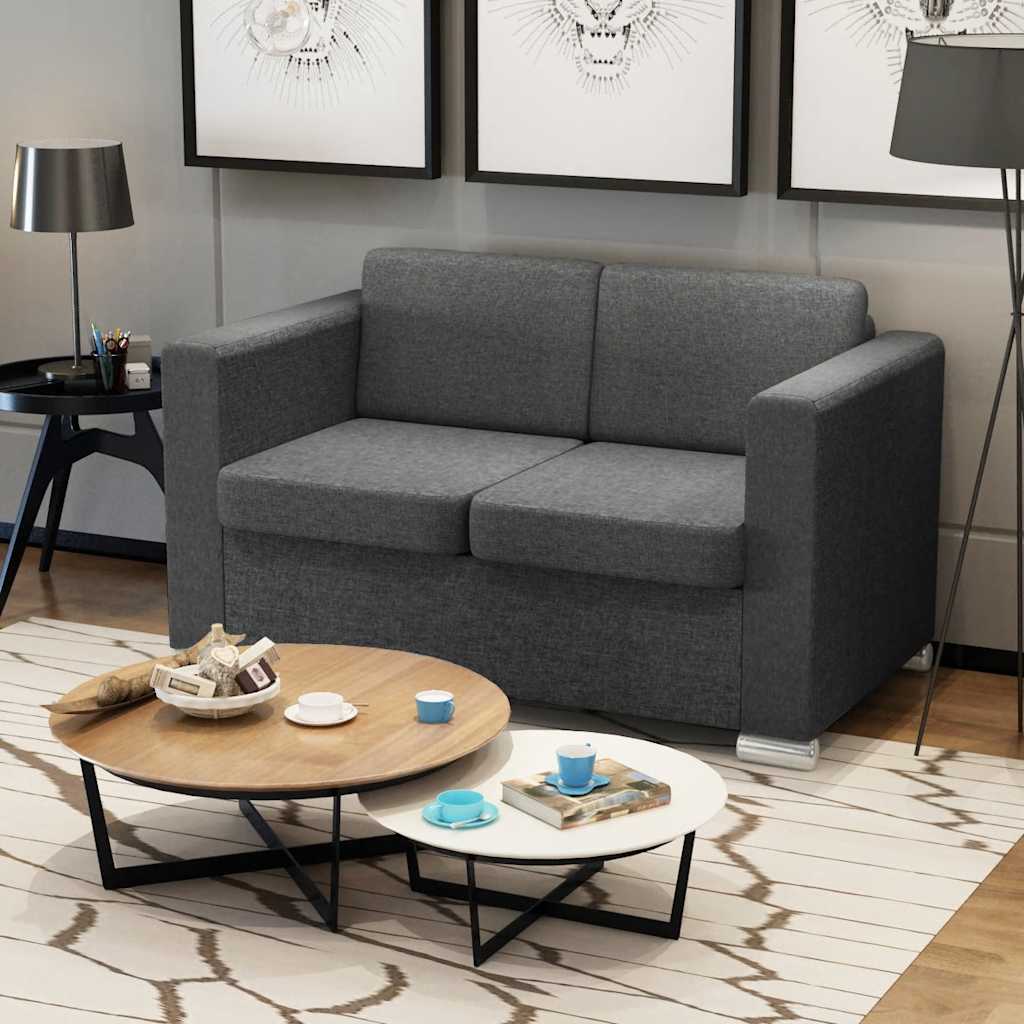 vidaXL 2-Seater Sofa Fabric Dark Grey