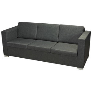 vidaXL 3-Seater Sofa Fabric Dark Grey