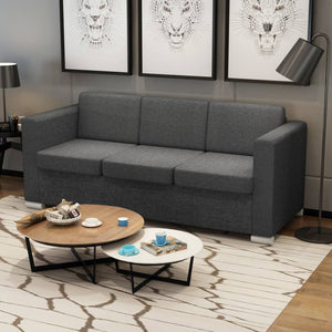 vidaXL 3-Seater Sofa Fabric Dark Grey