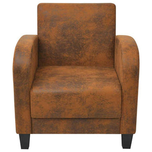 vidaXL Armchair Brown Suede Look
