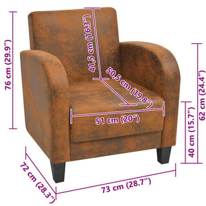 vidaXL Armchair Brown Suede Look