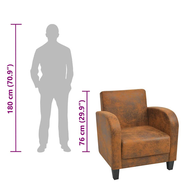 vidaXL Armchair Brown Suede Look