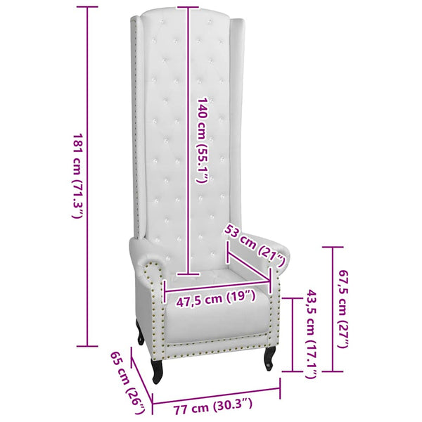 vidaXL High Back Armchair White Faux Leather