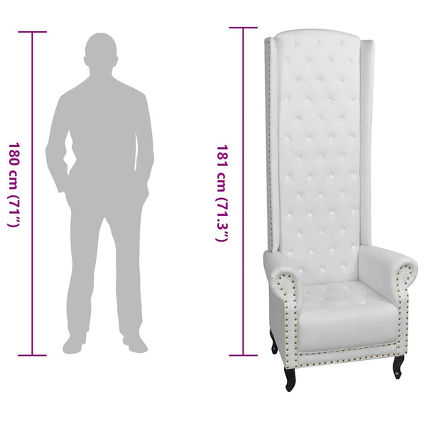 vidaXL High Back Armchair White Faux Leather