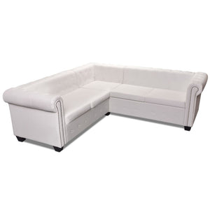 vidaXL Chesterfield 5-Seater Corner Sofa Artificial Leather White