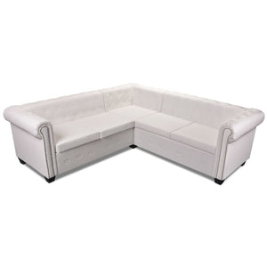 vidaXL Chesterfield 5-Seater Corner Sofa Artificial Leather White