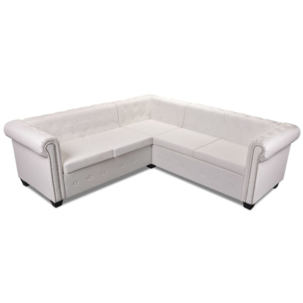 vidaXL Chesterfield 5-Seater Corner Sofa Artificial Leather White
