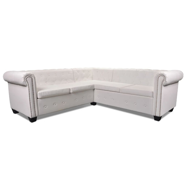 vidaXL Chesterfield 5-Seater Corner Sofa Artificial Leather White