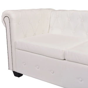 vidaXL Chesterfield 5-Seater Corner Sofa Artificial Leather White