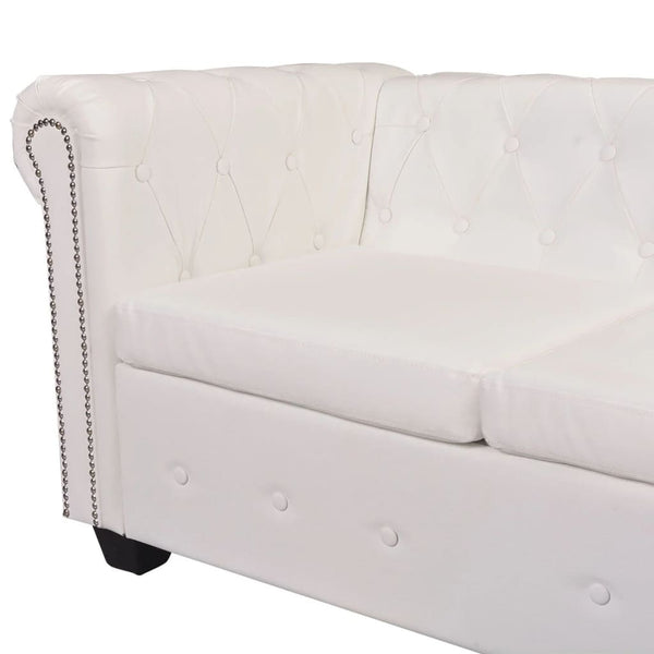 vidaXL Chesterfield 5-Seater Corner Sofa Artificial Leather White