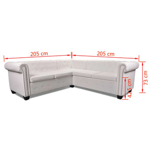 vidaXL Chesterfield 5-Seater Corner Sofa Artificial Leather White
