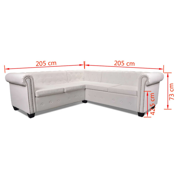 vidaXL Chesterfield 5-Seater Corner Sofa Artificial Leather White