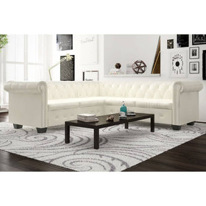vidaXL Chesterfield 5-Seater Corner Sofa Artificial Leather White