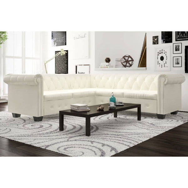 vidaXL Chesterfield 5-Seater Corner Sofa Artificial Leather White
