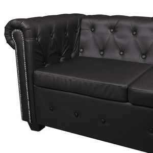 vidaXL Chesterfield 5-Seater Corner Sofa Artificial Leather Black