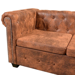 vidaXL 5-Seater Artificial Leather Chesterfield Corner Sofa Brown