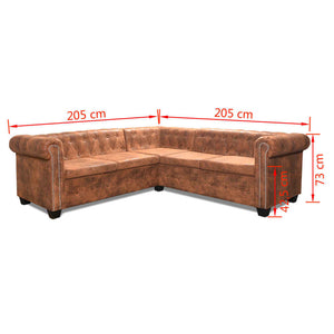 vidaXL 5-Seater Artificial Leather Chesterfield Corner Sofa Brown