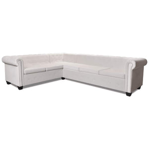 vidaXL 6-Seater Chesterfield Corner Sofa Artificial Leather White
