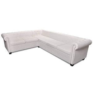 vidaXL 6-Seater Chesterfield Corner Sofa Artificial Leather White
