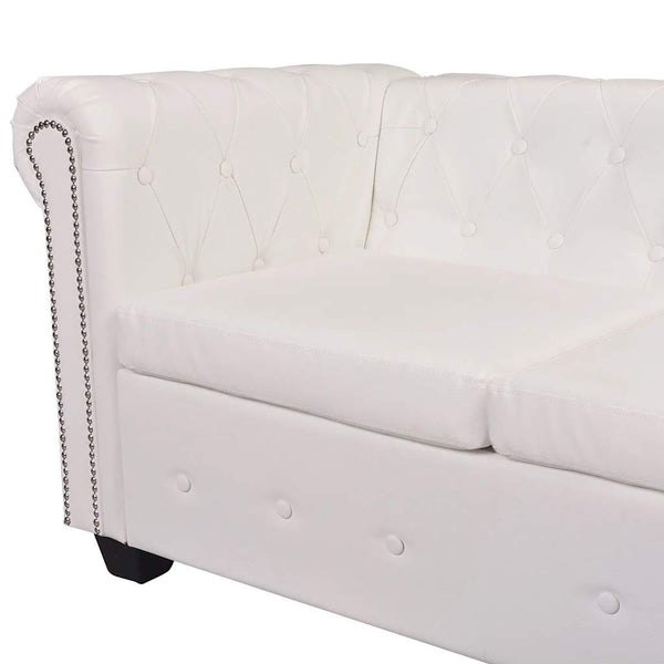 vidaXL 6-Seater Chesterfield Corner Sofa Artificial Leather White
