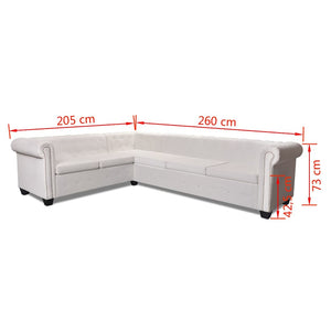 vidaXL 6-Seater Chesterfield Corner Sofa Artificial Leather White