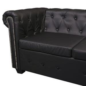 vidaXL Chesterfield 6-Seater Corner Sofa Artificial Leather Black