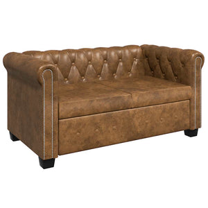 vidaXL Chesterfield 2-Seater Sofa Faux Leather Brown