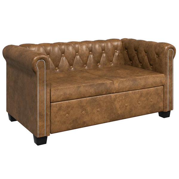 vidaXL Chesterfield 2-Seater Sofa Faux Leather Brown