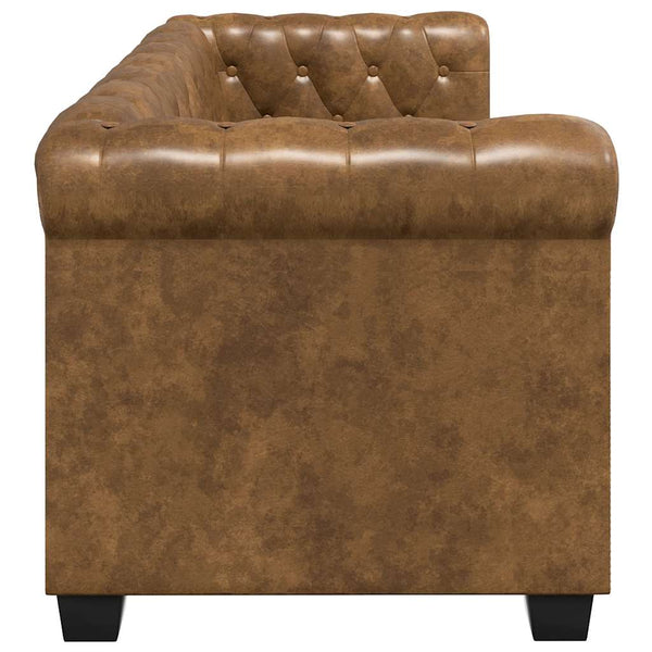 vidaXL Chesterfield 2-Seater Sofa Faux Leather Brown