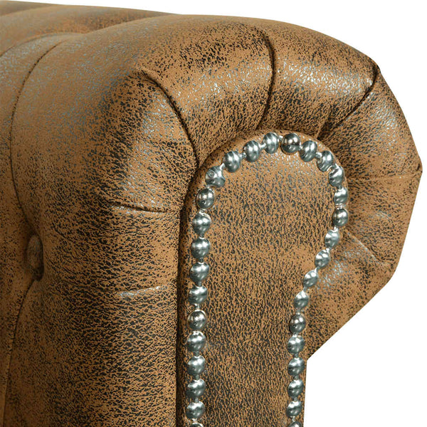 vidaXL Chesterfield 2-Seater Sofa Faux Leather Brown