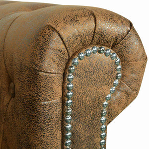 vidaXL Chesterfield 3-Seater Sofa Faux Leather Brown