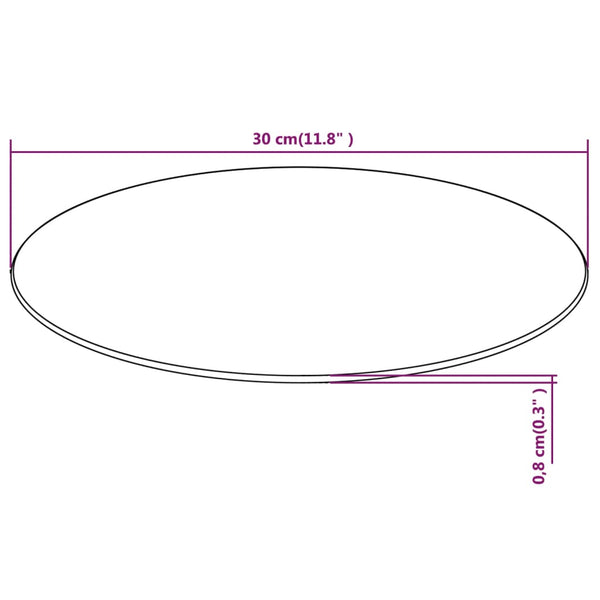 vidaXL Round Tempered Glass Tabletop 300 mm