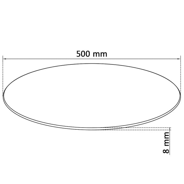 vidaXL Tempered Glass Tabletop Round 500 mm