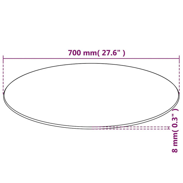 vidaXL Toughened Glass Table Top Round 700 mm