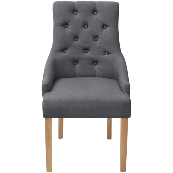 vidaXL Dining Chairs 2 pcs Dark Grey Fabric