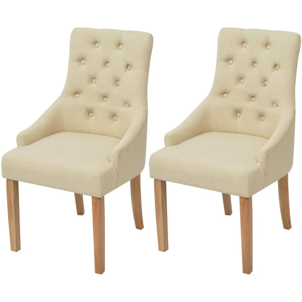 vidaXL Dining Chairs 2 pcs Cream Fabric